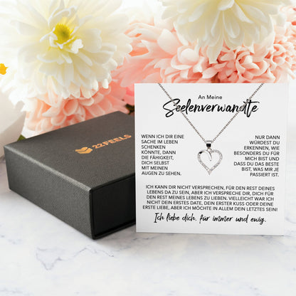 22Feels® Seelenverwandte Ich Liebe Dich Frauen Geschenk Silber 925/000 Schmuck Ehefrau Freundin Herz Halskette Valentinstag Hochzeitstag Jahrestag-Schmuck mit Botschaftskarte - Herz21-22Feels