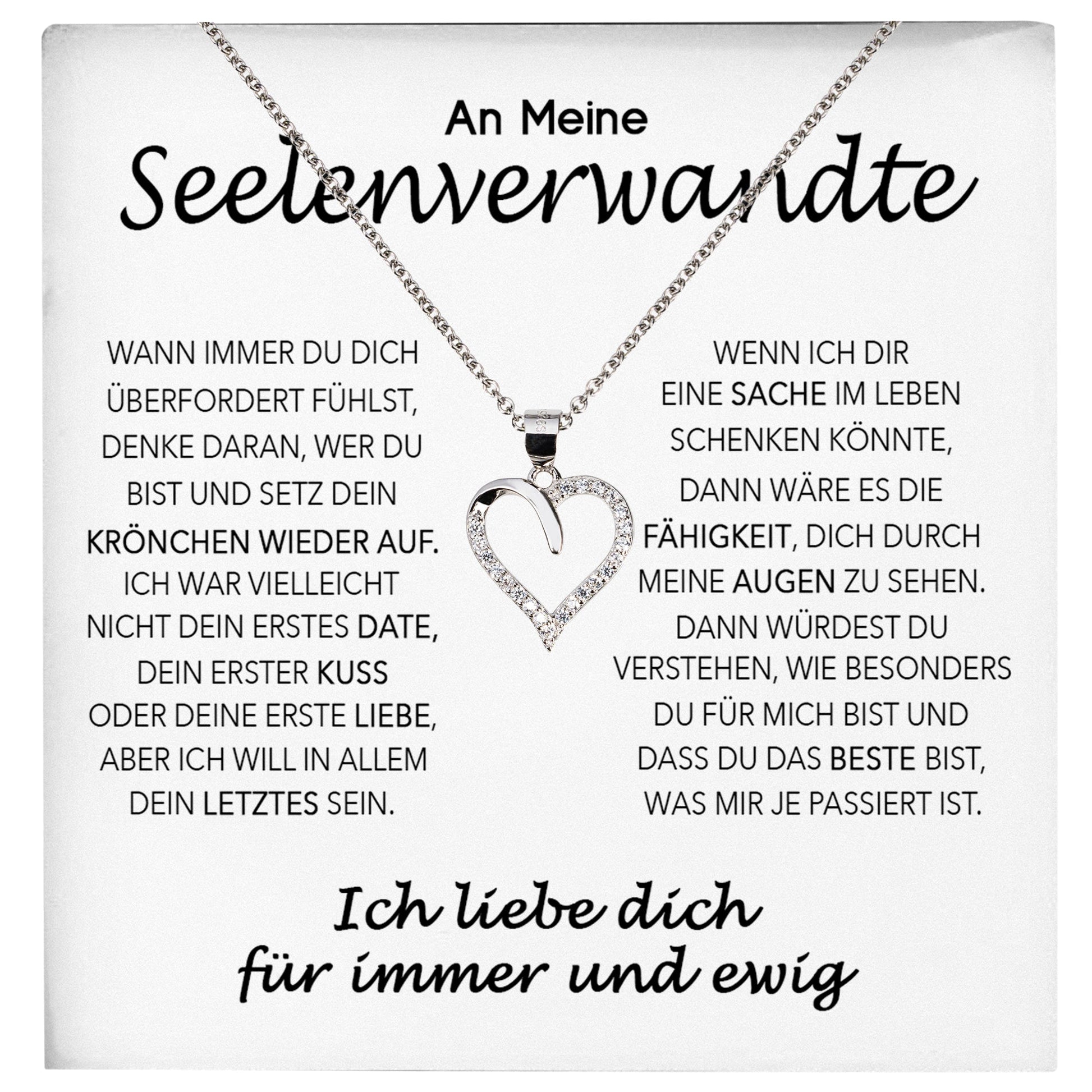 22Feels® Seelenverwandte Ich Liebe Dich Frauen Geschenk Silber 925/000 Schmuck Ehefrau Freundin Herz Halskette Valentinstag Hochzeitstag Jahrestag-Schmuck mit Botschaftskarte - Herz21-22Feels