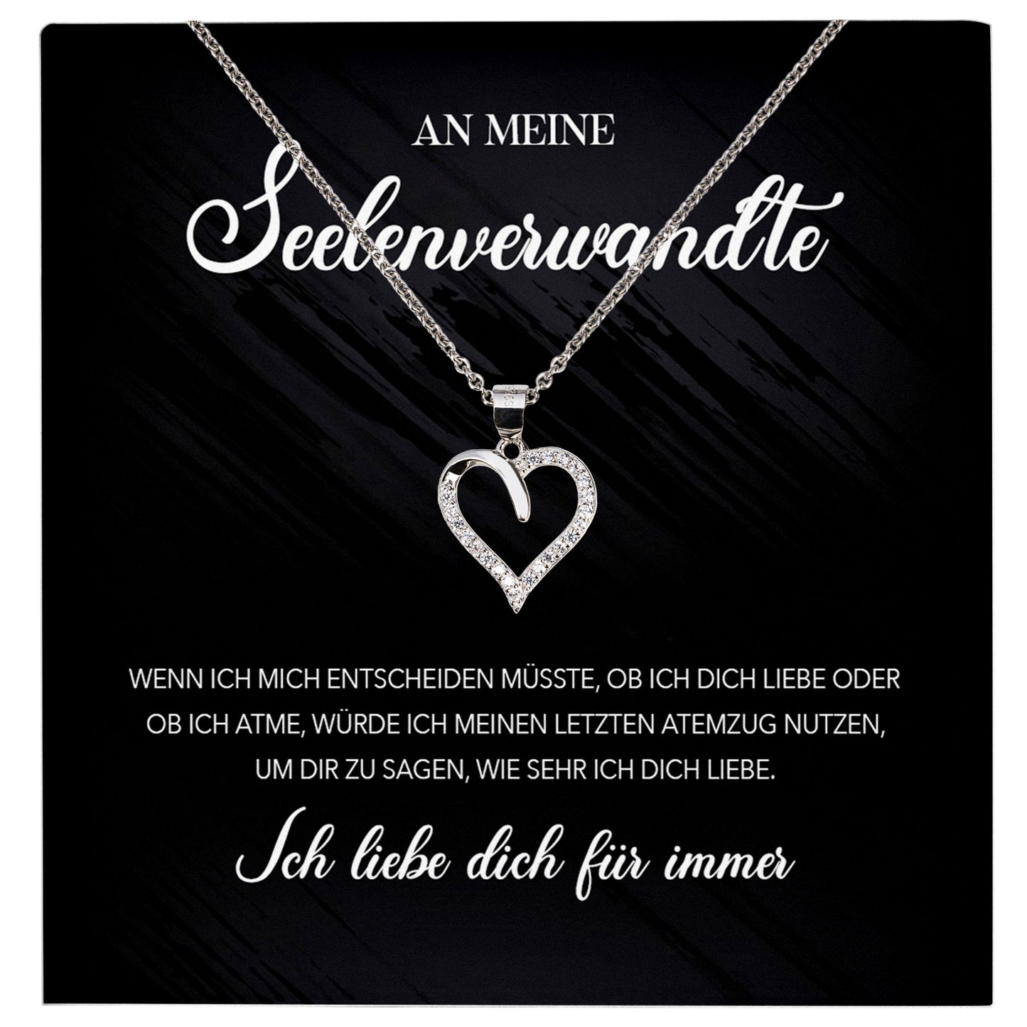 22Feels® Seelenverwandte Ich Liebe Dich Frauen Geschenk Silber 925/000 Schmuck Ehefrau Freundin Herz Halskette Valentinstag Hochzeitstag Jahrestag-Schmuck mit Botschaftskarte - Herz21-22Feels