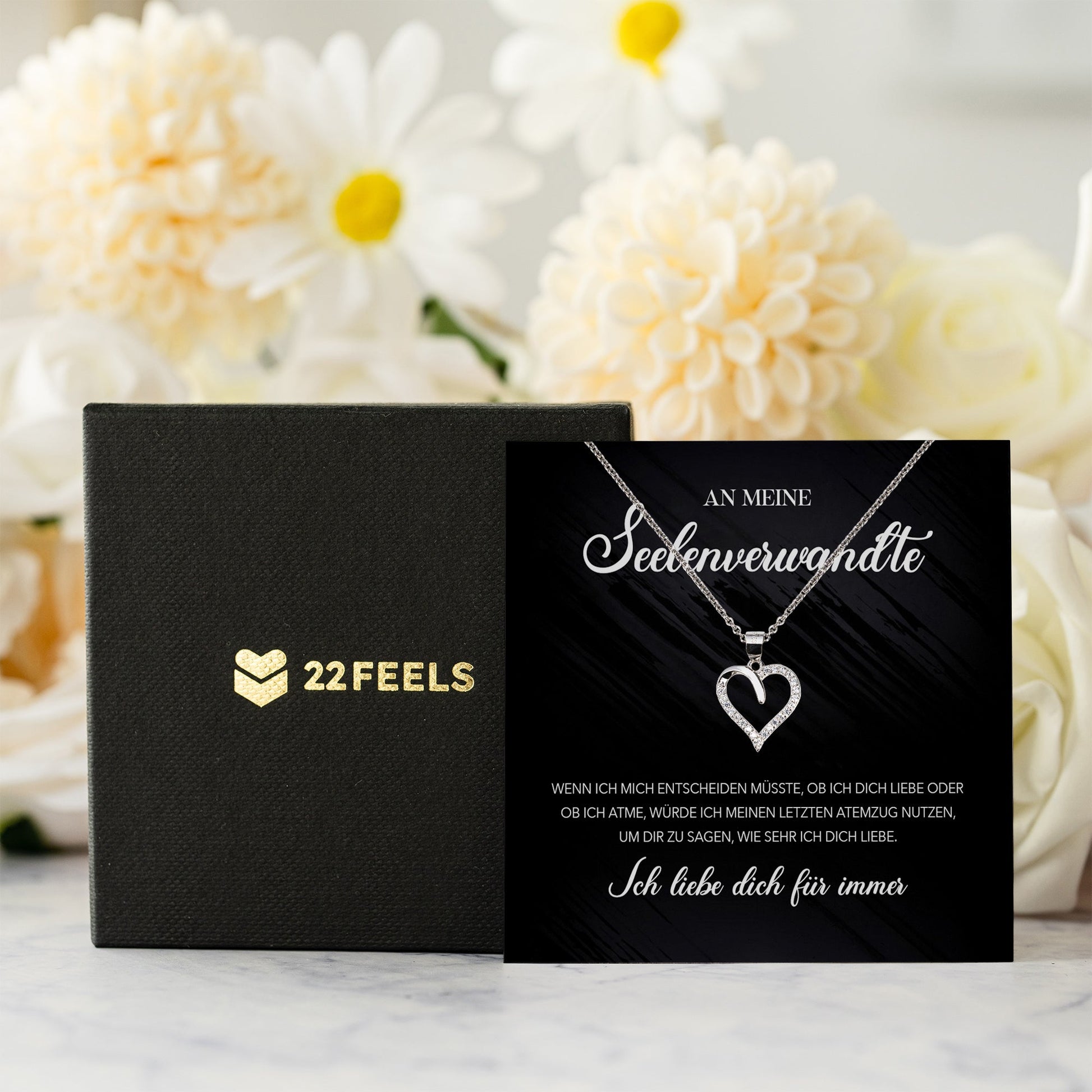 22Feels® Seelenverwandte Ich Liebe Dich Frauen Geschenk Silber 925/000 Schmuck Ehefrau Freundin Herz Halskette Valentinstag Hochzeitstag Jahrestag-Schmuck mit Botschaftskarte - Herz21-22Feels