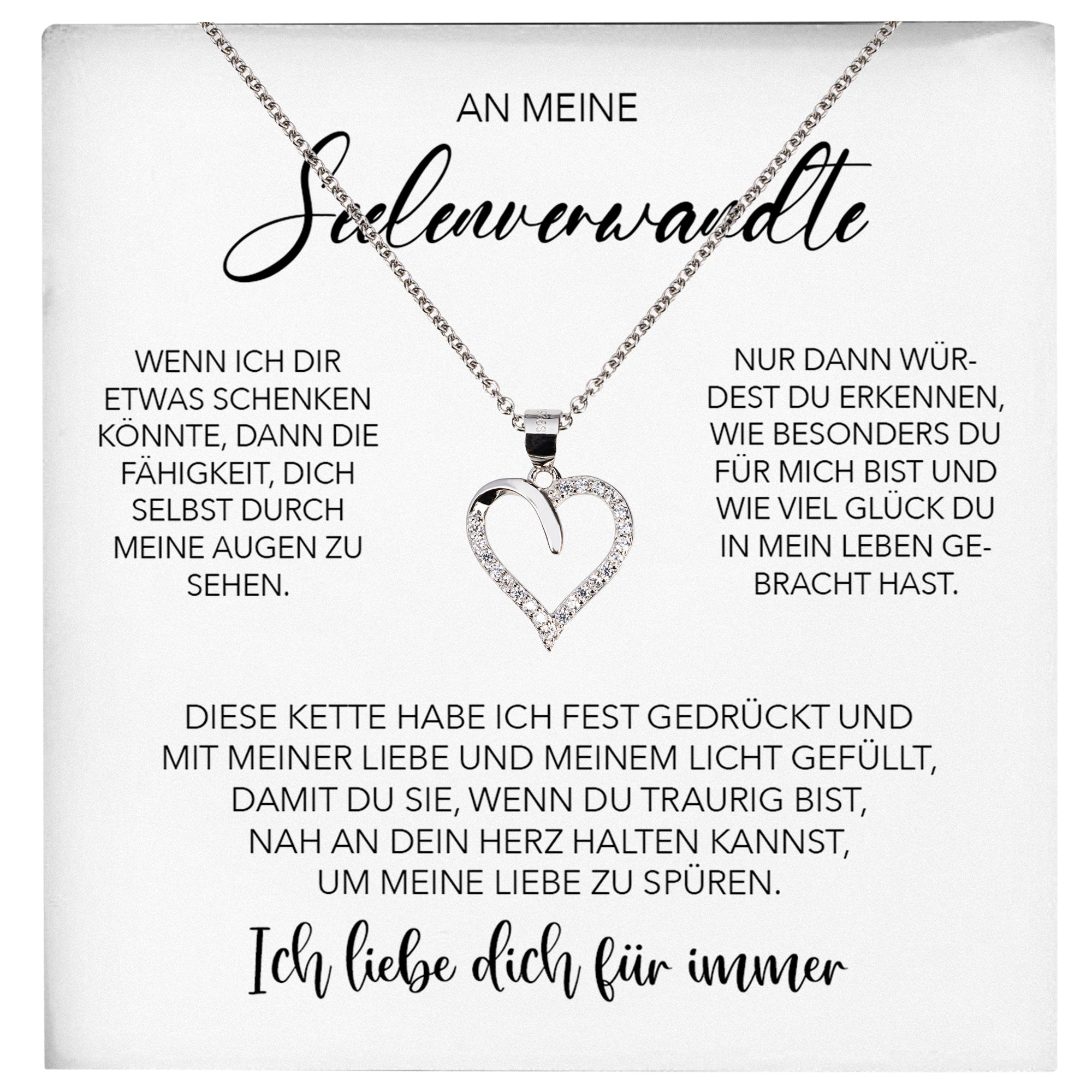 22Feels® Seelenverwandte Ich Liebe Dich Frauen Geschenk Silber 925/000 Schmuck Ehefrau Freundin Herz Halskette Valentinstag Hochzeitstag Jahrestag-Schmuck mit Botschaftskarte - Herz21-22Feels
