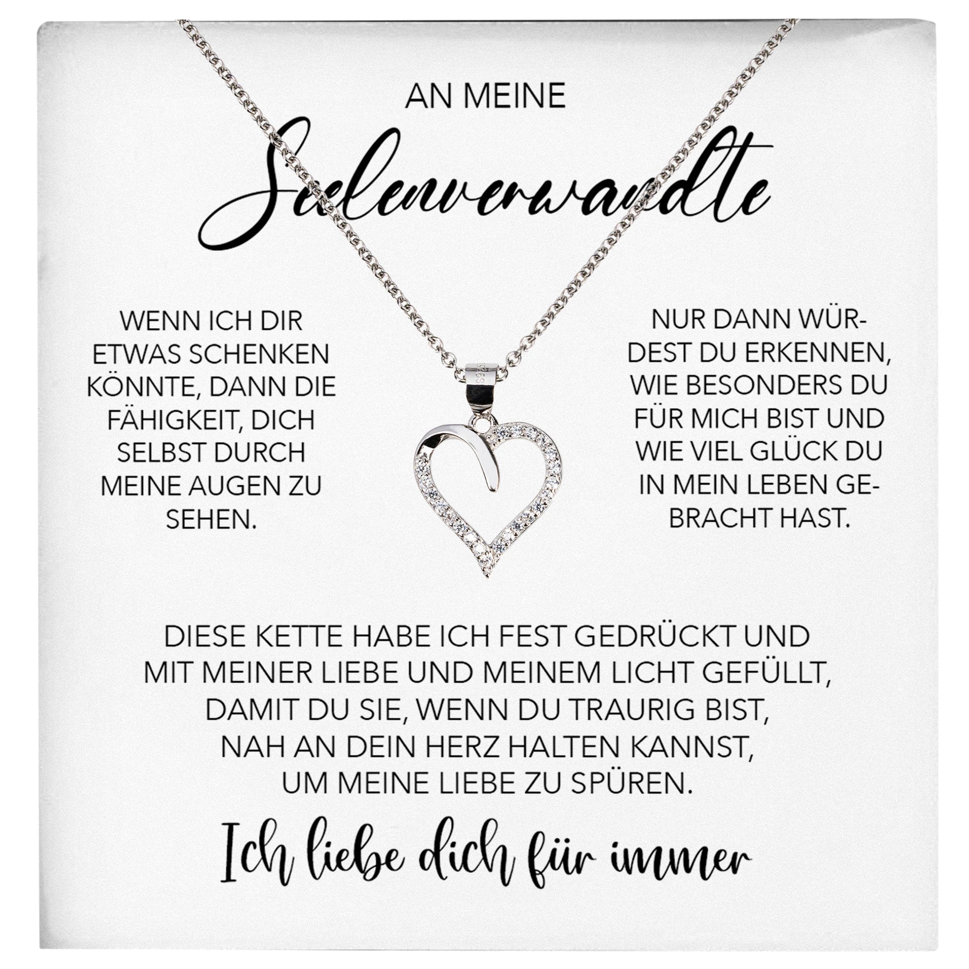 22Feels® Seelenverwandte Ich Liebe Dich Frauen Geschenk Silber 925/000 Schmuck Ehefrau Freundin Herz Halskette Valentinstag Hochzeitstag Jahrestag-Schmuck mit Botschaftskarte - Herz21-22Feels