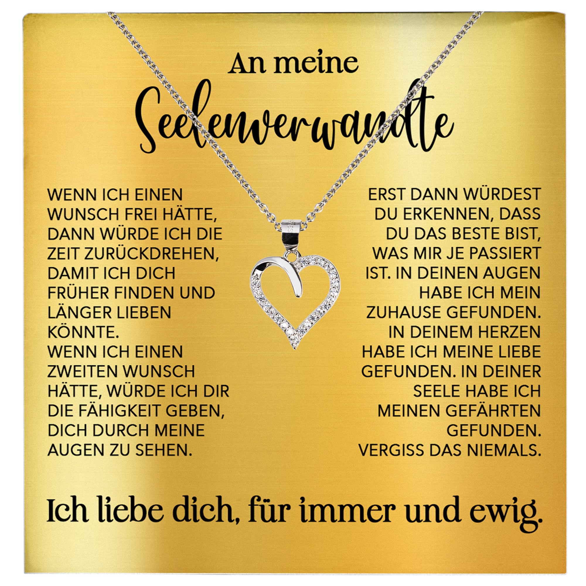22Feels® Seelenverwandte Ich Liebe Dich Frauen Geschenk Silber 925/000 Schmuck Ehefrau Freundin Herz Halskette Valentinstag Hochzeitstag Jahrestag-Schmuck mit Botschaftskarte - Herz21-22Feels