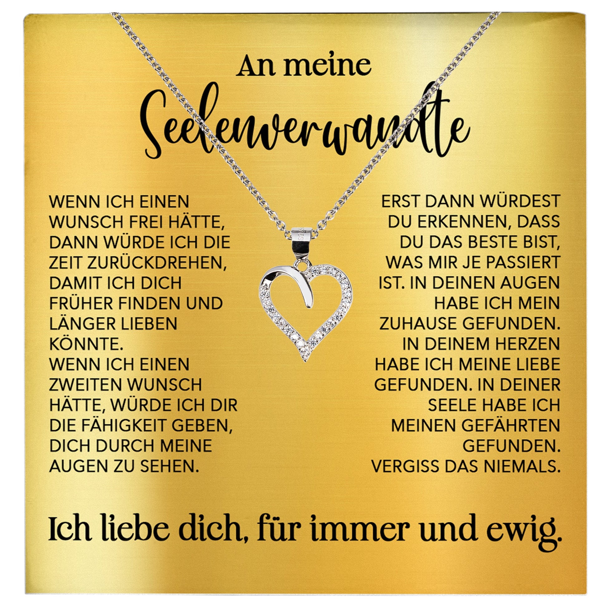 22Feels® Seelenverwandte Ich Liebe Dich Frauen Geschenk Silber 925/000 Schmuck Ehefrau Freundin Herz Halskette Valentinstag Hochzeitstag Jahrestag-Schmuck mit Botschaftskarte - Herz21-22Feels
