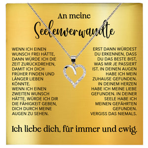 22Feels® Seelenverwandte Ich Liebe Dich Frauen Geschenk Silber 925/000 Schmuck Ehefrau Freundin Herz Halskette Valentinstag Hochzeitstag Jahrestag-Schmuck mit Botschaftskarte - Herz21-22Feels