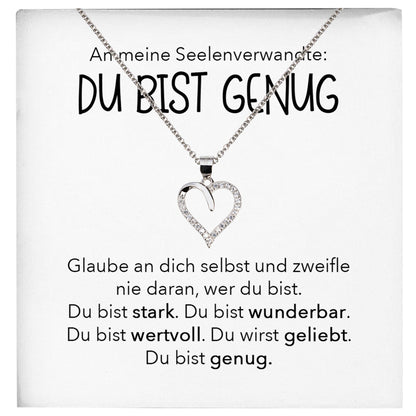 22Feels® Du Bist Genug Seelenverwandte Ich Liebe Dich Frauen Geschenk Silber 925/000 Schmuck Ehefrau Freundin Herz Halskette Valentinstag Hochzeitstag Jahrestag-Schmuck mit Botschaftskarte - Herz21-22Feels