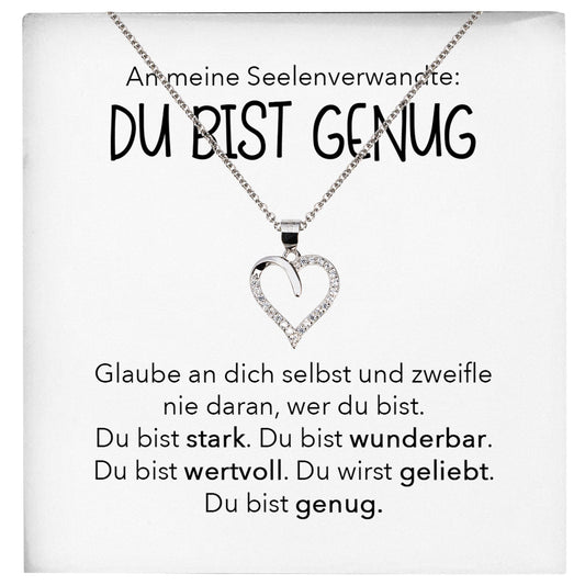 22Feels® Du Bist Genug Seelenverwandte Ich Liebe Dich Frauen Geschenk Silber 925/000 Schmuck Ehefrau Freundin Herz Halskette Valentinstag Hochzeitstag Jahrestag-Schmuck mit Botschaftskarte - Herz21-22Feels