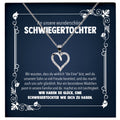 22Feels® Schwiegertochter Geschenk Hochzeit Silber 925/000 Herz Halskette mit Karte Frauen Schmuck Hochzeitstag Damen Collier mit 23 Zirkonia Steinen-Schmuck mit Botschaftskarte - Herz21-22Feels