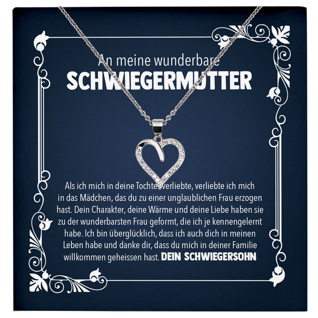 22Feels® Schwiegermama Geschenk von Schwiegersohn Bräutigam Silber 925/000 Herz Halskette Karte Frauen Schmuck Schwiegermutter Hochzeit Muttertag-Schmuck mit Botschaftskarte - Herz21-22Feels