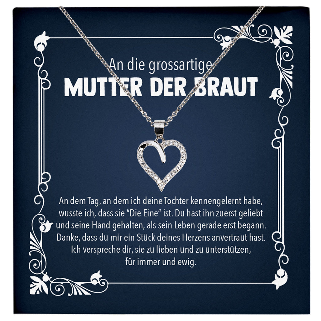 22Feels® Mutter der Braut Geschenk von Bräutigam Silber 925/000 Herz Halskette Brautmutter Frauen Schmuck Schwiegermama Hochzeit Damen Collier-Schmuck mit Botschaftskarte - Herz21-22Feels