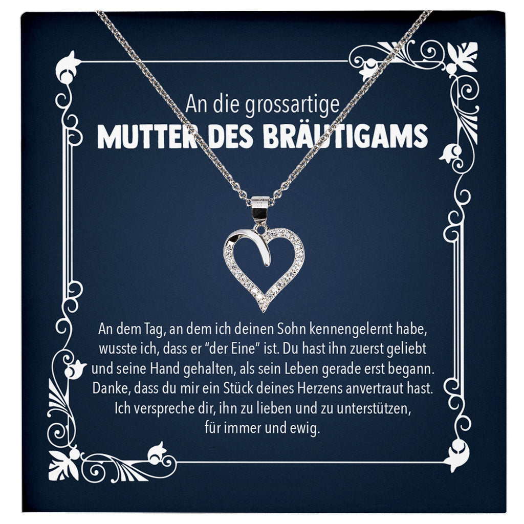 22Feels® Mutter des Bräutigams Geschenk von Braut Silber 925/000 Herz Halskette Frauen Schmuck Schwiegermama Hochzeit Damen Collier Schwiegertochter-Schmuck mit Botschaftskarte - Herz21-22Feels