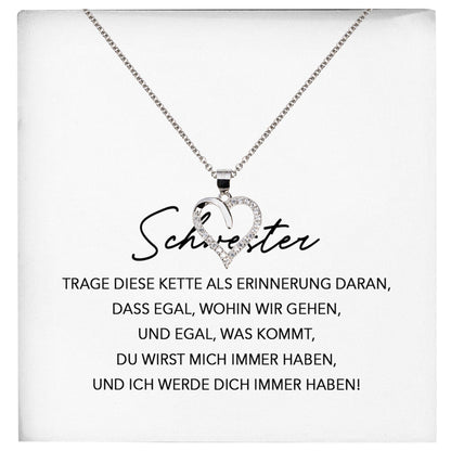 22Feels® Schwester Geschenk Silber 925/000 Herz Halskette mit Karte Mädchen Frauen Schmuck Geburtstag Weihnachten Valentinstag Firmung Konfirmation-Schmuck mit Botschaftskarte - Herz21-22Feels