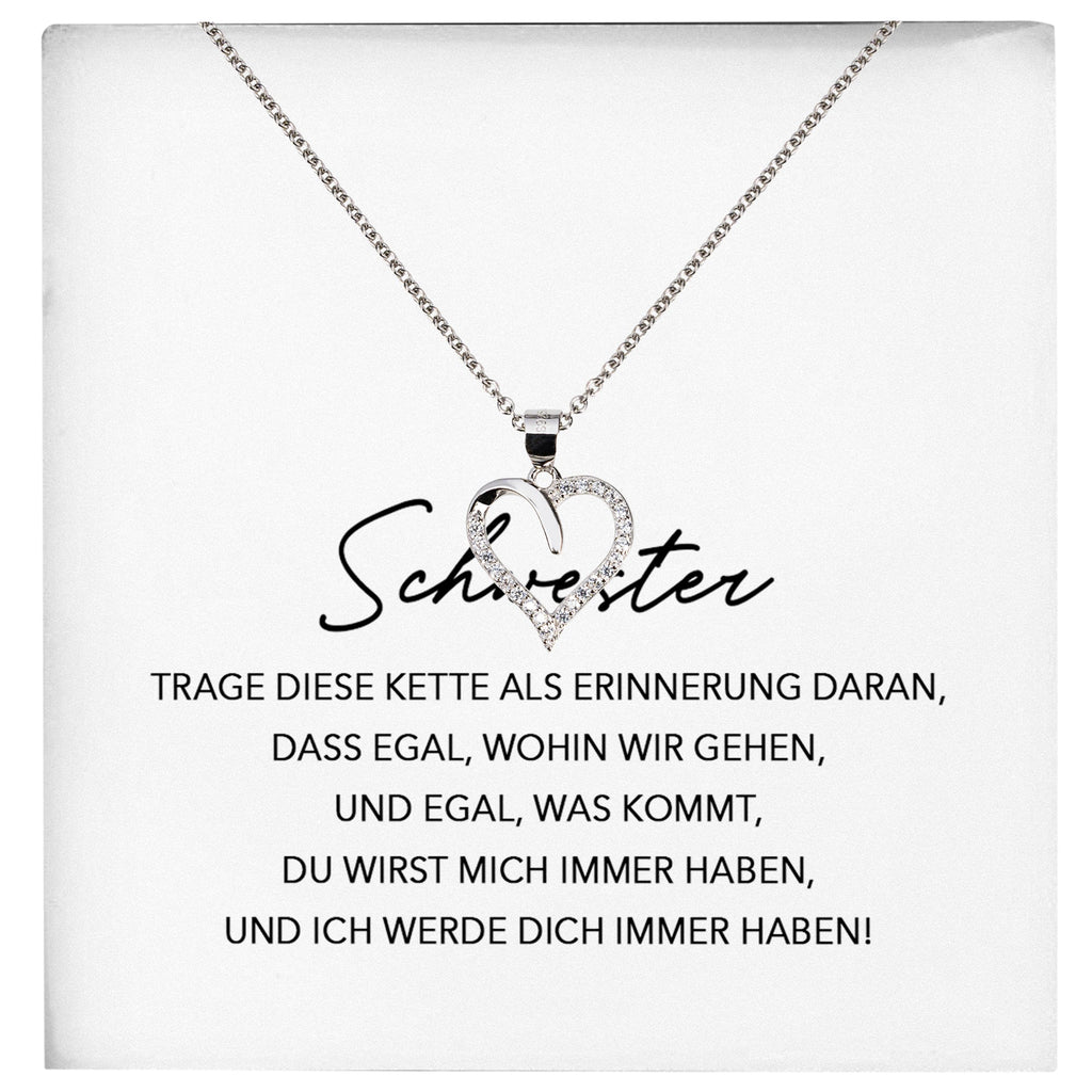22Feels® Schwester Geschenk Silber 925/000 Herz Halskette mit Karte Mädchen Frauen Schmuck Geburtstag Weihnachten Valentinstag Firmung Konfirmation-Schmuck mit Botschaftskarte - Herz21-22Feels