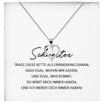 22Feels® Schwester Geschenk Silber 925/000 Herz Halskette mit Karte Mädchen Frauen Schmuck Geburtstag Weihnachten Valentinstag Firmung Konfirmation-Schmuck mit Botschaftskarte - Herz21-22Feels