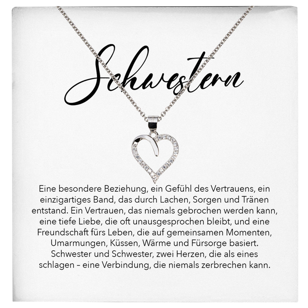 22Feels® Schwester Geschenk Silber 925/000 Herz Halskette mit Karte Mädchen Frauen Schmuck Geburtstag Weihnachten Valentinstag Firmung Konfirmation-Schmuck mit Botschaftskarte - Herz21-22Feels