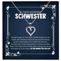 22Feels® Wunderbare Schwester Geschenk Silber 925/000 Herz Halskette mit Karte Mädchen Frauen Schmuck Geburtstag Weihnachten Valentinstag Firmung Konfirmation-Schmuck mit Botschaftskarte - Herz21-22Feels
