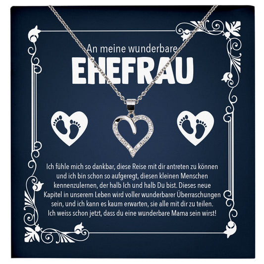 22Feels® Werdende Mama To Be Schwangerschaft Geschenk Muttertag Silber 925/000 Frauen Herz Halskette Karte Schmuck Collier Babyparty Babyshower Gender Reveal-Schmuck mit Botschaftskarte - Herz21-22Feels