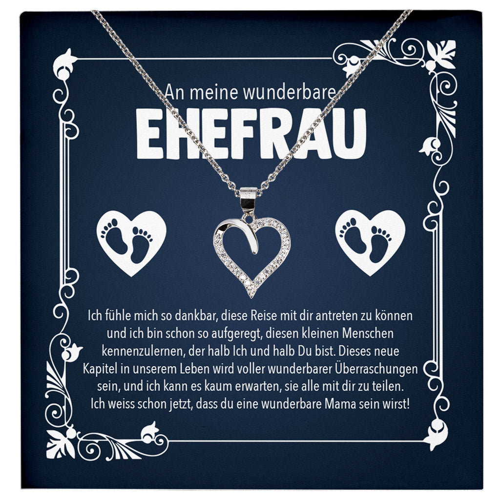 22Feels® Werdende Mama To Be Schwangerschaft Geschenk Muttertag Silber 925/000 Frauen Herz Halskette Karte Schmuck Collier Babyparty Babyshower Gender Reveal-Schmuck mit Botschaftskarte - Herz21-22Feels