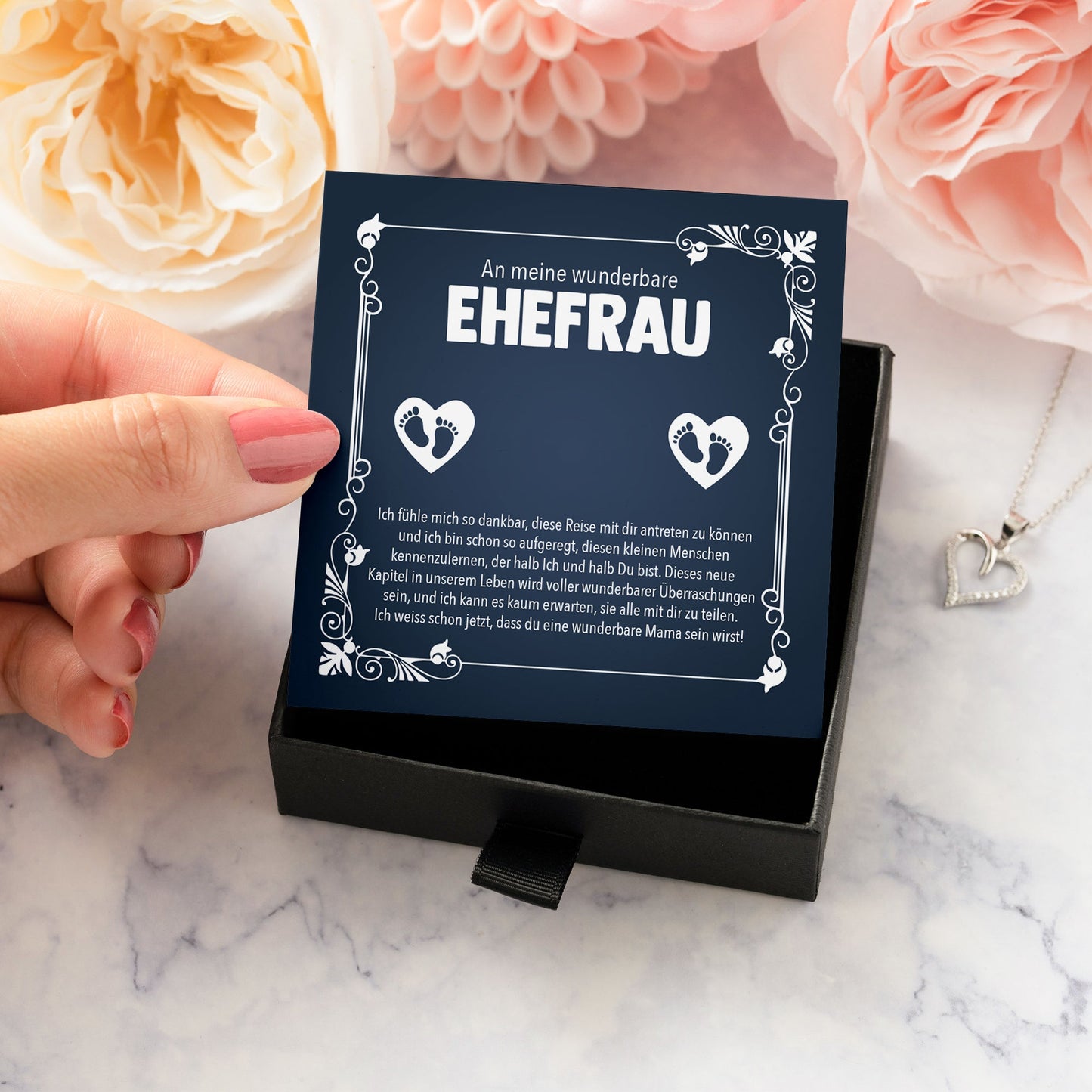 22Feels® Werdende Mama To Be Schwangerschaft Geschenk Muttertag Silber 925/000 Frauen Herz Halskette Karte Schmuck Collier Babyparty Babyshower Gender Reveal-Schmuck mit Botschaftskarte - Herz21-22Feels