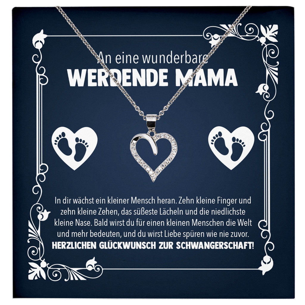 22Feels® Werdende Mama To Be Schwangerschaft Geschenk Muttertag Silber 925/000 Frauen Herz Halskette Karte Frauen Schmuck Collier Babyparty Babyshower Gender Reveal-Schmuck mit Botschaftskarte - Herz21-22Feels