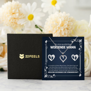 22Feels® Werdende Mama To Be Schwangerschaft Geschenk Muttertag Silber 925/000 Frauen Herz Halskette Karte Frauen Schmuck Collier Babyparty Babyshower Gender Reveal-Schmuck mit Botschaftskarte - Herz21-22Feels