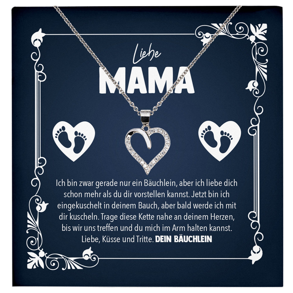 22Feels® Werdende Mama To Be Schwangerschaft Geschenk von Baby Muttertag Silber 925/000 Frauen Herz Halskette Karte Schmuck Collier Babyparty Babyshower Gender Reveal-Schmuck mit Botschaftskarte - Herz21-22Feels