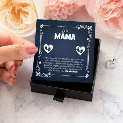 22Feels® Werdende Mama To Be Schwangerschaft Geschenk von Baby Muttertag Silber 925/000 Frauen Herz Halskette Karte Schmuck Collier Babyparty Babyshower Gender Reveal-Schmuck mit Botschaftskarte - Herz21-22Feels