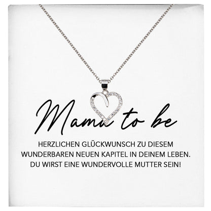 22Feels® Mama To Be Schwangerschaft Geschenk Muttertag Silber 925/000 Herz Halskette Karte Frauen Werdende Mutter Schmuck Collier Babyparty Babyshower-Schmuck mit Botschaftskarte - Herz21-22Feels