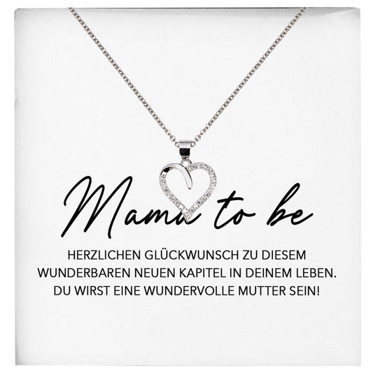 22Feels® Mama To Be Schwangerschaft Geschenk Muttertag Silber 925/000 Herz Halskette Karte Frauen Werdende Mutter Schmuck Collier Babyparty Babyshower-Schmuck mit Botschaftskarte - Herz21-22Feels