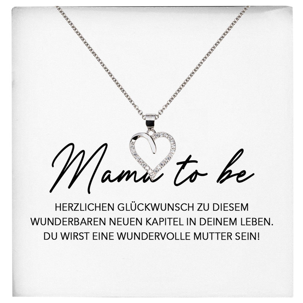 22Feels® Mama To Be Schwangerschaft Geschenk Muttertag Silber 925/000 Herz Halskette Karte Frauen Werdende Mutter Schmuck Collier Babyparty Babyshower-Schmuck mit Botschaftskarte - Herz21-22Feels