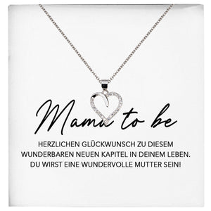 22Feels® Mama To Be Schwangerschaft Geschenk Muttertag Silber 925/000 Herz Halskette Karte Frauen Werdende Mutter Schmuck Collier Babyparty Babyshower-Schmuck mit Botschaftskarte - Herz21-22Feels
