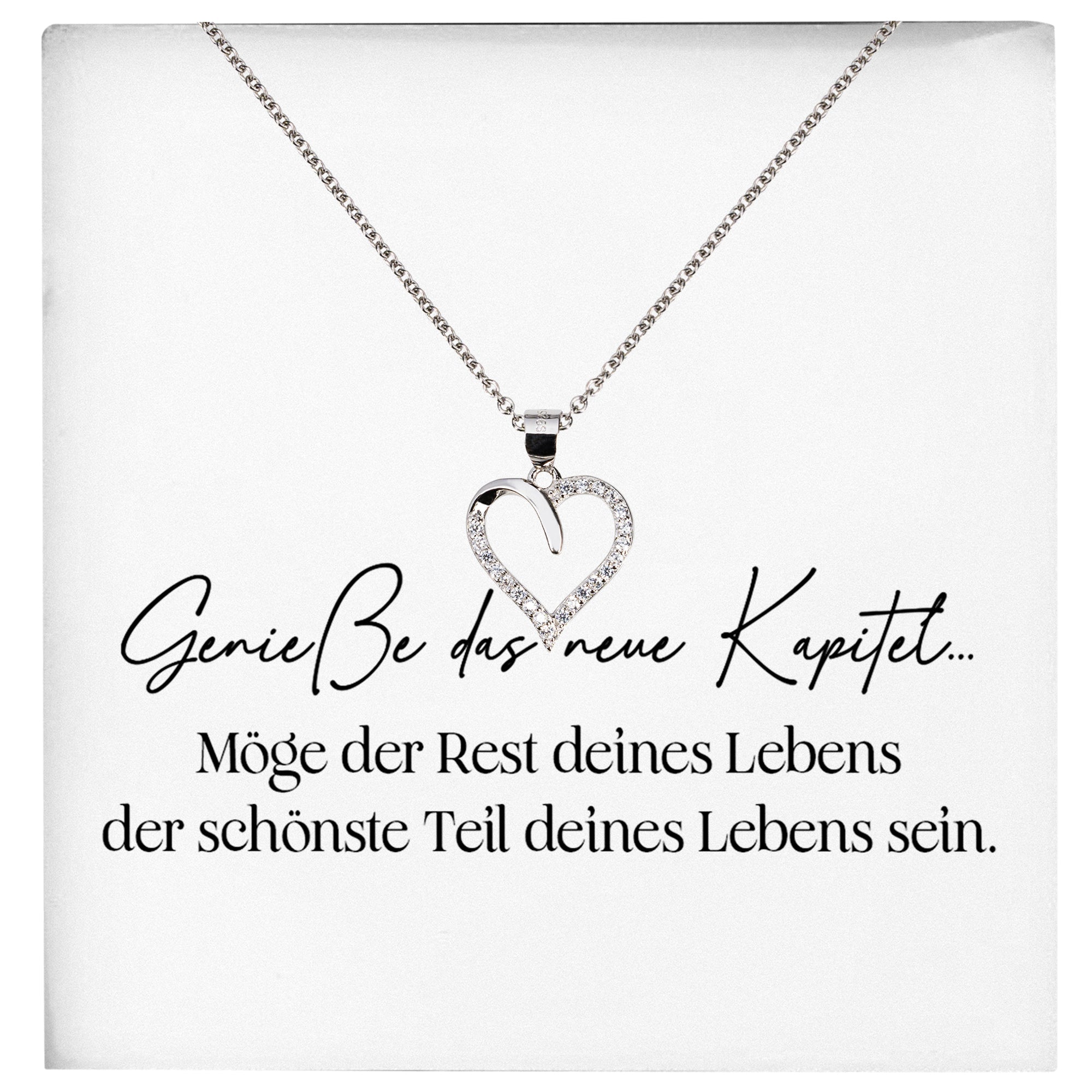 22Feels® Neues Kapitel Werdende Mama to Be Schwangerschaft Geschenk Muttertag Silber 925/000 Frauen Herz Halskette Karte Schmuck Collier Babyparty Babyshower Gender Reveal-Schmuck mit Botschaftskarte - Herz21-22Feels