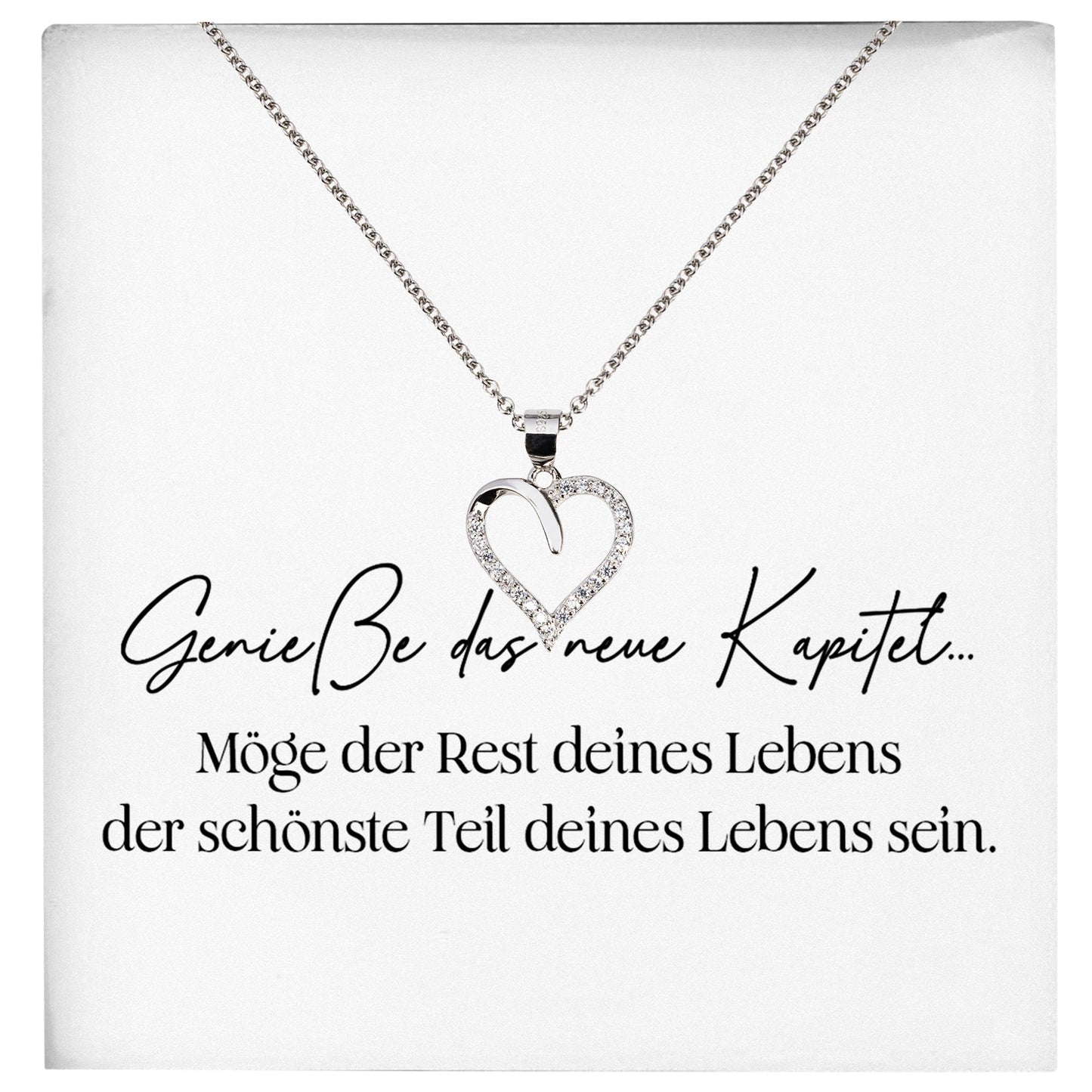 22Feels® Neues Kapitel Werdende Mama to Be Schwangerschaft Geschenk Muttertag Silber 925/000 Frauen Herz Halskette Karte Schmuck Collier Babyparty Babyshower Gender Reveal-Schmuck mit Botschaftskarte - Herz21-22Feels