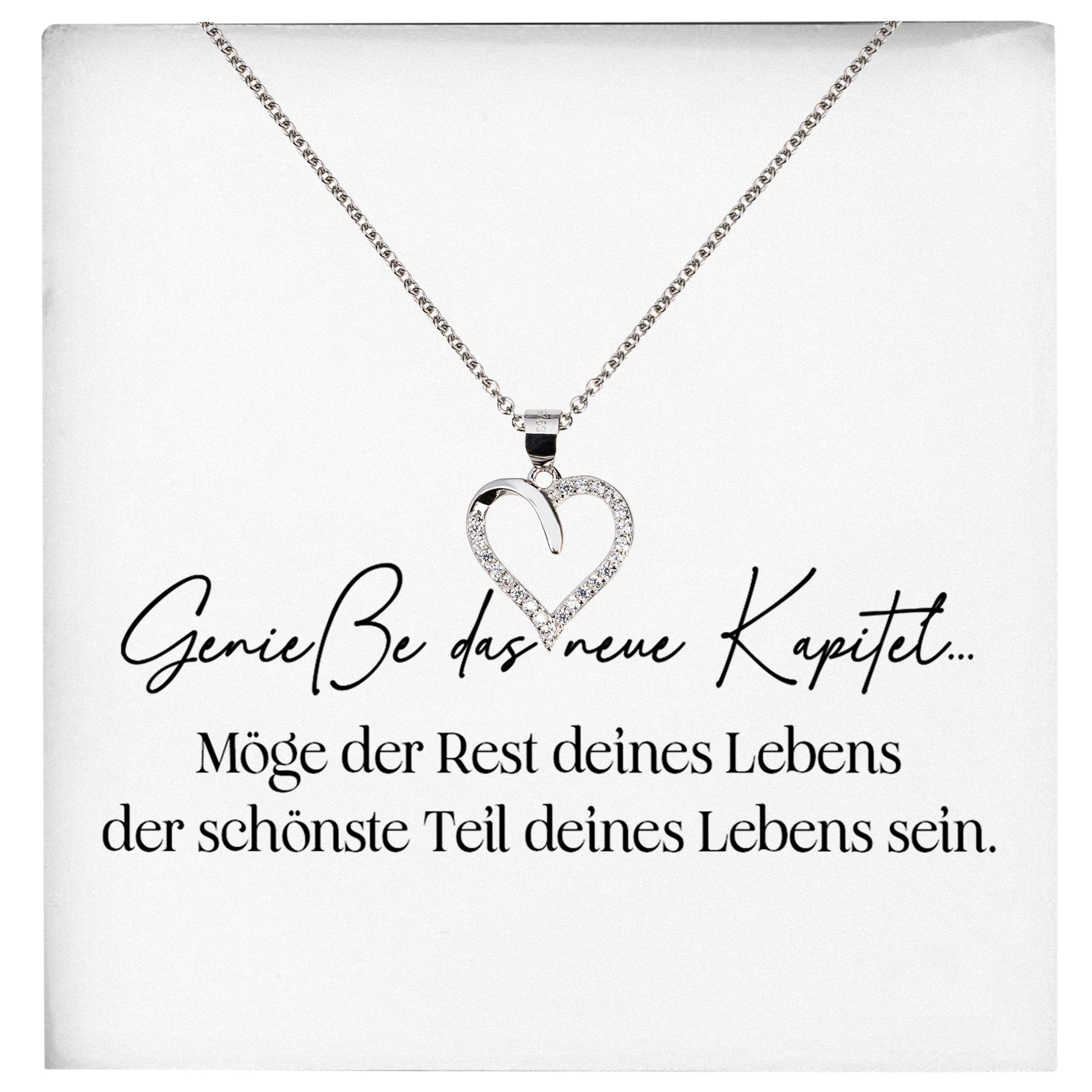 22Feels® Neues Kapitel Werdende Mama to Be Schwangerschaft Geschenk Muttertag Silber 925/000 Frauen Herz Halskette Karte Schmuck Collier Babyparty Babyshower Gender Reveal-Schmuck mit Botschaftskarte - Herz21-22Feels
