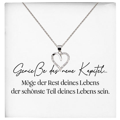22Feels® Neues Kapitel Werdende Mama to Be Schwangerschaft Geschenk Muttertag Silber 925/000 Frauen Herz Halskette Karte Schmuck Collier Babyparty Babyshower Gender Reveal-Schmuck mit Botschaftskarte - Herz21-22Feels