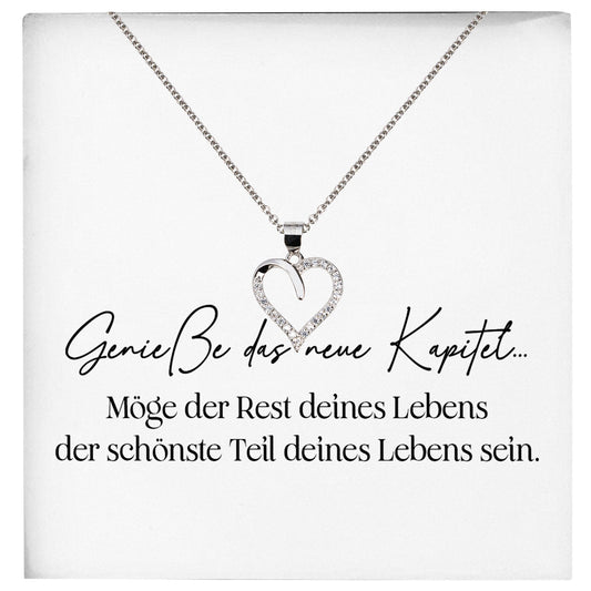 22Feels® Neues Kapitel Werdende Mama to Be Schwangerschaft Geschenk Muttertag Silber 925/000 Frauen Herz Halskette Karte Schmuck Collier Babyparty Babyshower Gender Reveal-Schmuck mit Botschaftskarte - Herz21-22Feels