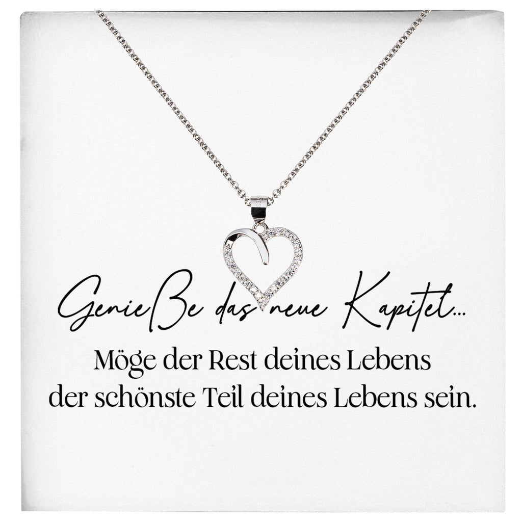22Feels® Neues Kapitel Werdende Mama to Be Schwangerschaft Geschenk Muttertag Silber 925/000 Frauen Herz Halskette Karte Schmuck Collier Babyparty Babyshower Gender Reveal-Schmuck mit Botschaftskarte - Herz21-22Feels