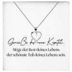 22Feels® Neues Kapitel Werdende Mama to Be Schwangerschaft Geschenk Muttertag Silber 925/000 Frauen Herz Halskette Karte Schmuck Collier Babyparty Babyshower Gender Reveal-Schmuck mit Botschaftskarte - Herz21-22Feels