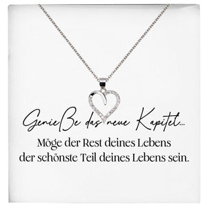 22Feels® Neues Kapitel Werdende Mama to Be Schwangerschaft Geschenk Muttertag Silber 925/000 Frauen Herz Halskette Karte Schmuck Collier Babyparty Babyshower Gender Reveal-Schmuck mit Botschaftskarte - Herz21-22Feels