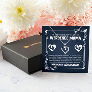22Feels® Freundin Schwangerschaft Geschenk Muttertag Silber 925/000 Herz Halskette Karte Frauen Schmuck Collier Babyparty Babyshower Gender Reveal-Schmuck mit Botschaftskarte - Herz21-22Feels
