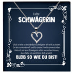22Feels® Liebe Schwägerin Geschenk Silber 925 Herz Halskette mit Karte Frauen Schmuck Damen Collier Hochzeit Geburtstag Weihnachten Zirkonia-Steine-Schmuck mit Botschaftskarte - Herz21-22Feels