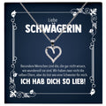 22Feels® Liebe Schwägerin Geschenk Silber 925 Herz Halskette mit Karte Frauen Schmuck Damen Collier Hochzeit Geburtstag Weihnachten Zirkonia-Steine-Schmuck mit Botschaftskarte - Herz21-22Feels