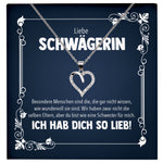 22Feels® Liebe Schwägerin Geschenk Silber 925 Herz Halskette mit Karte Frauen Schmuck Damen Collier Hochzeit Geburtstag Weihnachten Zirkonia-Steine-Schmuck mit Botschaftskarte - Herz21-22Feels