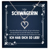 22Feels® Liebe Schwägerin Geschenk Silber 925 Herz Halskette mit Karte Frauen Schmuck Damen Collier Hochzeit Geburtstag Weihnachten Zirkonia-Steine-Schmuck mit Botschaftskarte - Herz21-22Feels