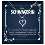 22Feels® Liebe Schwägerin Geschenk Silber 925 Herz Halskette mit Karte Frauen Schmuck Damen Collier Hochzeit Geburtstag Weihnachten Zirkonia-Steine-Schmuck mit Botschaftskarte - Herz21-22Feels