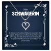 22Feels® Liebe Schwägerin Geschenk Silber 925 Herz Halskette mit Karte Frauen Schmuck Damen Collier Hochzeit Geburtstag Weihnachten Zirkonia-Steine-Schmuck mit Botschaftskarte - Herz21-22Feels
