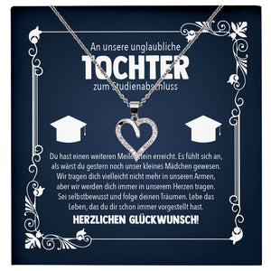 22Feels® Tochter Studienabschluss Geschenk Silber 925 Herz Halskette mit Karte Uni Studentin Glückwunsch Frauen Schmuck Bachelor Master Doktortitel-Schmuck mit Botschaftskarte - Herz21-22Feels