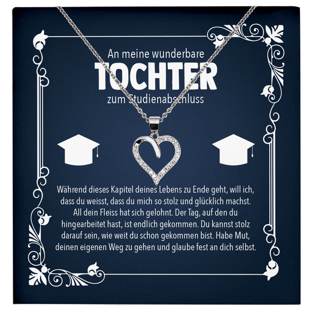 22Feels® Tochter Studienabschluss Geschenk Silber 925 Herz Halskette mit Karte Uni Studentin Glückwunsch Frauen Schmuck Bachelor Master Doktortitel-Schmuck mit Botschaftskarte - Herz21-22Feels