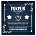22Feels® Enkelin Studienabschluss Geschenk Silber 925 Herz Halskette mit Karte Uni Studentin Glückwunsch Frauen Schmuck Bachelor Master Doktortitel-Schmuck mit Botschaftskarte - Herz21-22Feels