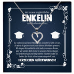 22Feels® Enkelin Studienabschluss Geschenk Silber 925 Herz Halskette mit Karte Uni Studentin Glückwunsch Frauen Schmuck Bachelor Master Doktortitel-Schmuck mit Botschaftskarte - Herz21-22Feels